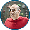 Middle aged man in red t-shirt