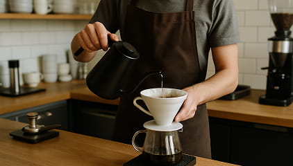 Expert baristas brewing coffee